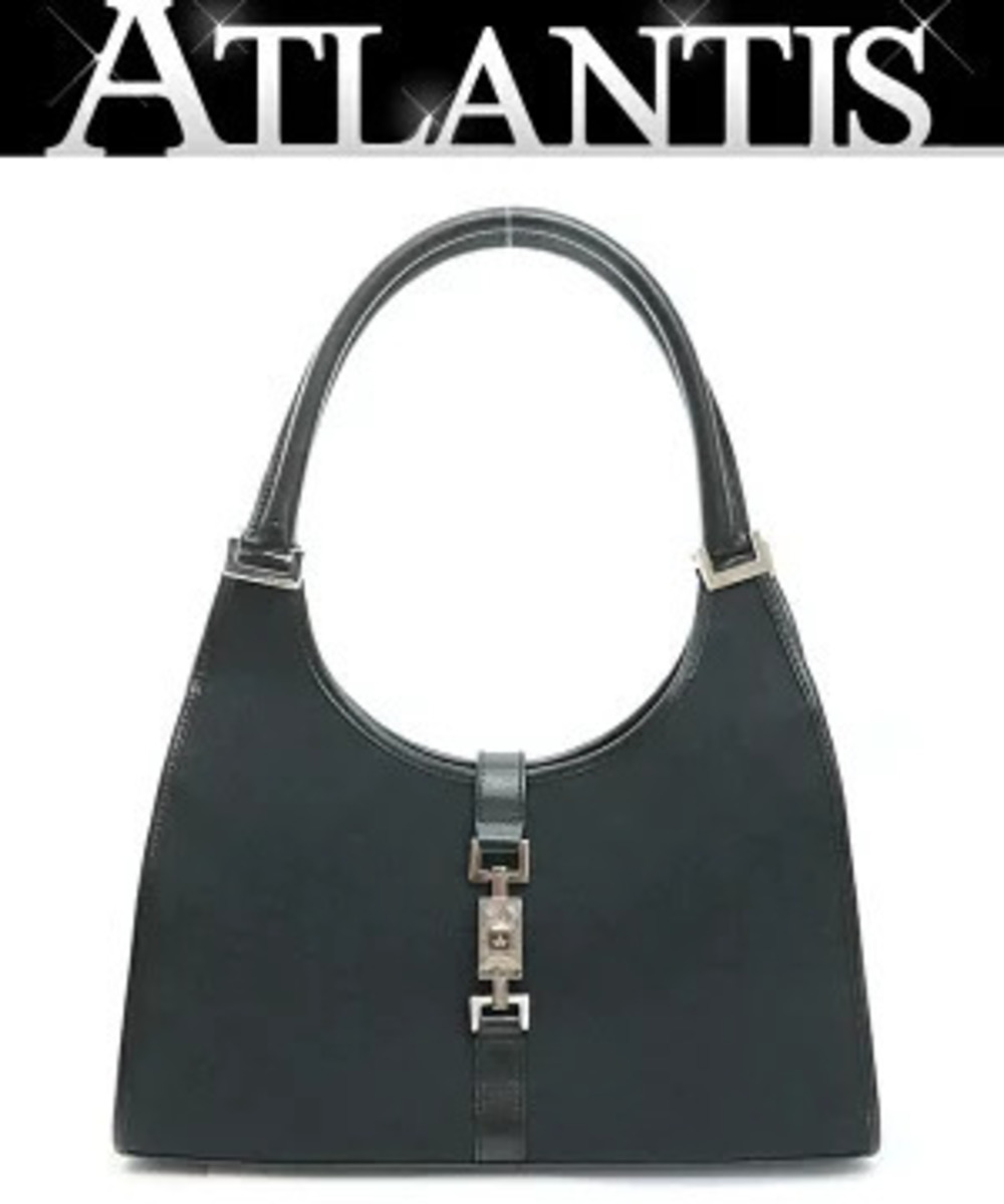 Gucci Jackie Handbag Leather x Canvas GG Black
